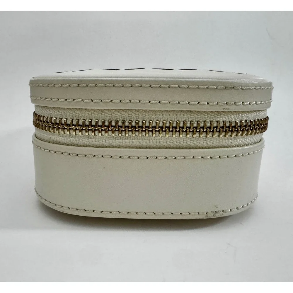 WOLF 1834 Chloé Leather Luxury Zip Travel Jewelry Case Cream & Gold NWOT